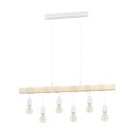 Eglo Pendel Lampe Townshend Stål Hvit Tre | IP20 - Egnet for 6x E27 