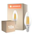 Fordelspakning 10x Ledvance Classic LED E14 Mignon Filament Klar 3.4W 470lm - 827 Ekstra Varm Hvit | Dimbar - Erstatter 40W